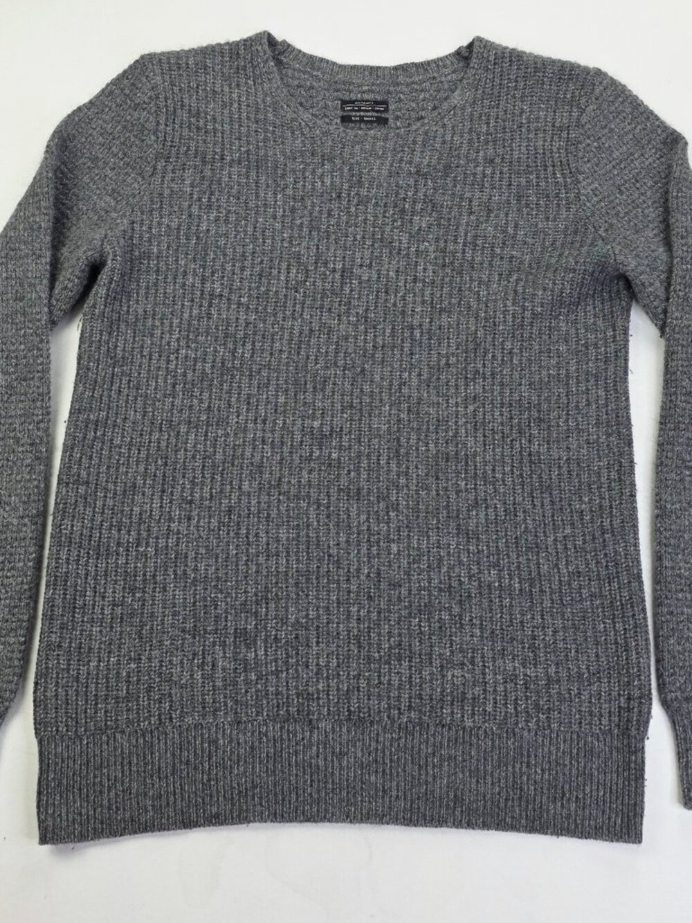 All Saints Gray Lambswool Mens Size Small Long Sleeve Knit Crew Neck Sweater